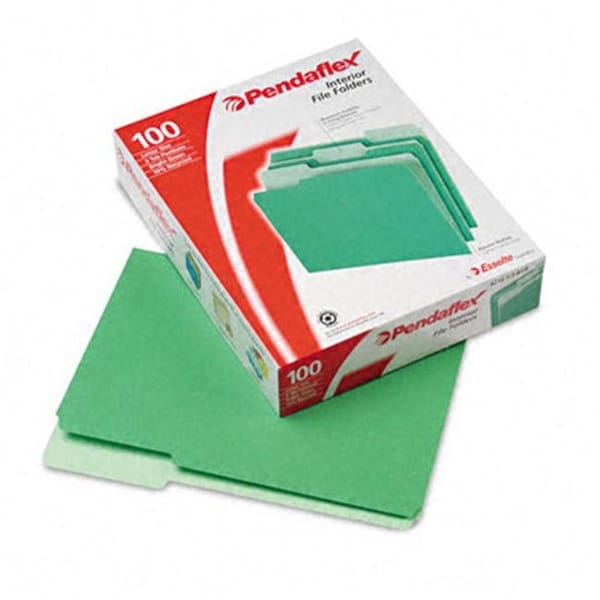Pendaflex Pendaflex 421013BGR Interior File Folders- 1/3 Cut- Top Tab- Letter- Bright Green- 100/Box 421013BGR - main